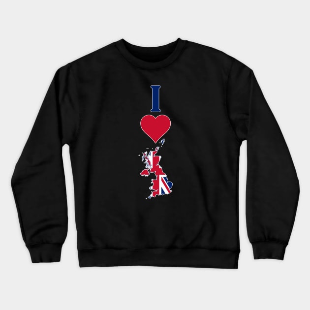 I Love the United Kingdom Vertical I Heart UK Flag Map Crewneck Sweatshirt by Sports Stars ⭐⭐⭐⭐⭐